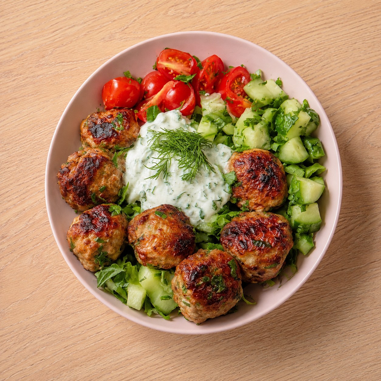Bord met lekkere gehaktballen 